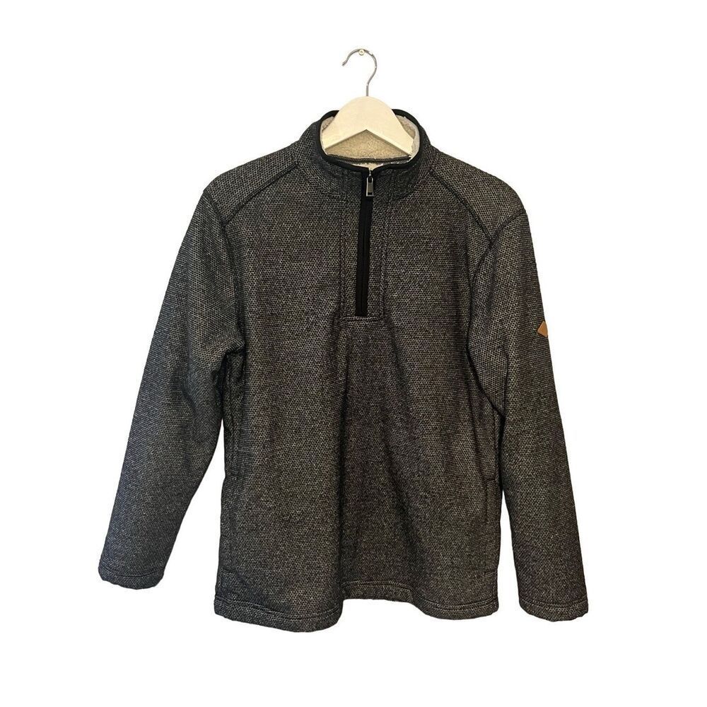 Orvis gray knit fleece lined 1/4 zip pullover sweater - S